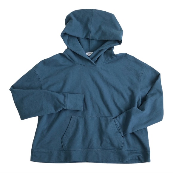 James Perse Tops - James Perse Teal Blue Relaxed Cropped Hoodie